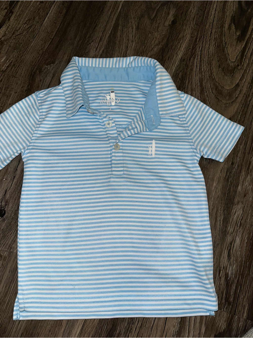 Johnnie-O Boys Blue White Striped Performance Polo Shirt Size 4